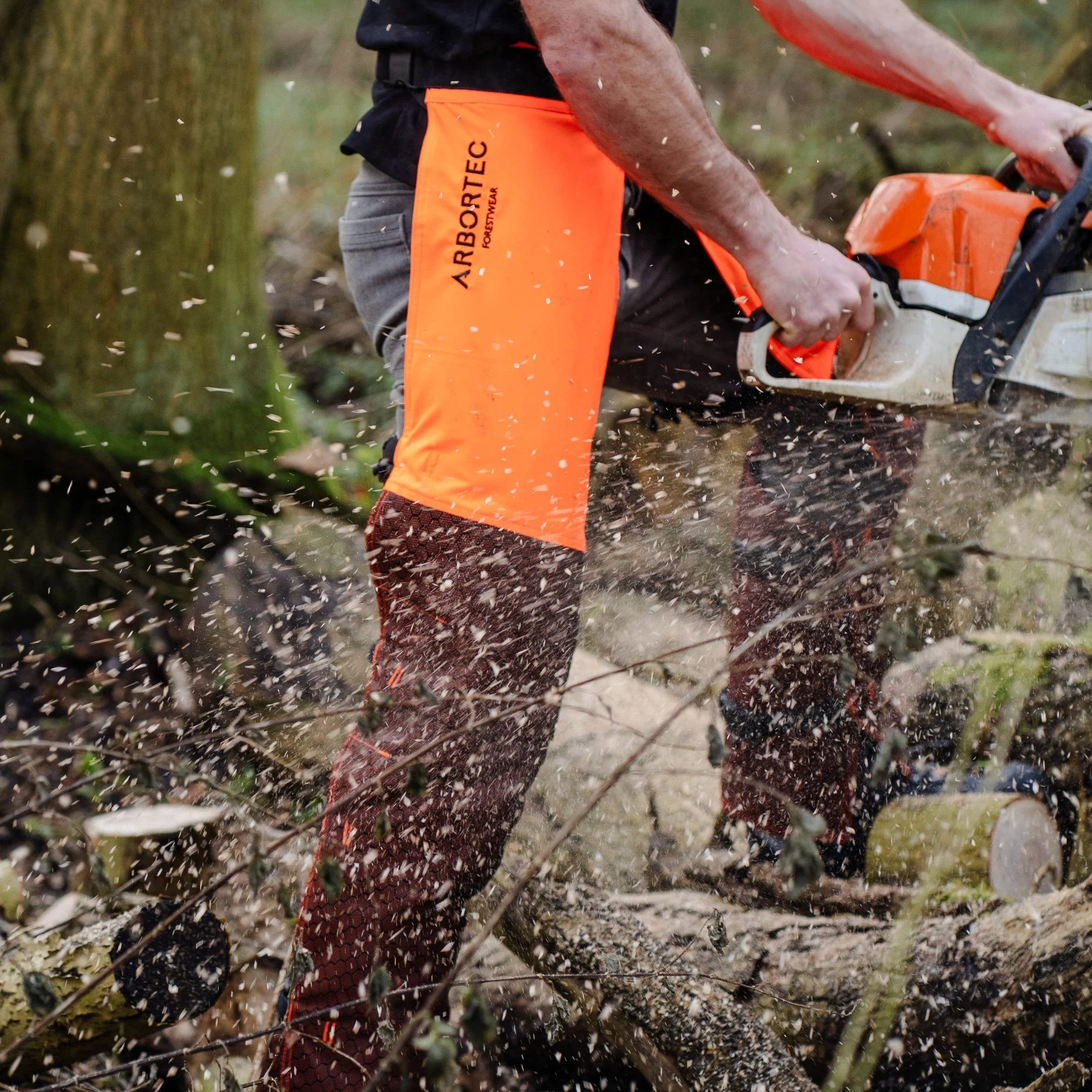 AT4008(US) Arbortec Chainsaw Chaps Calf Wrap - Orange - Image 11
