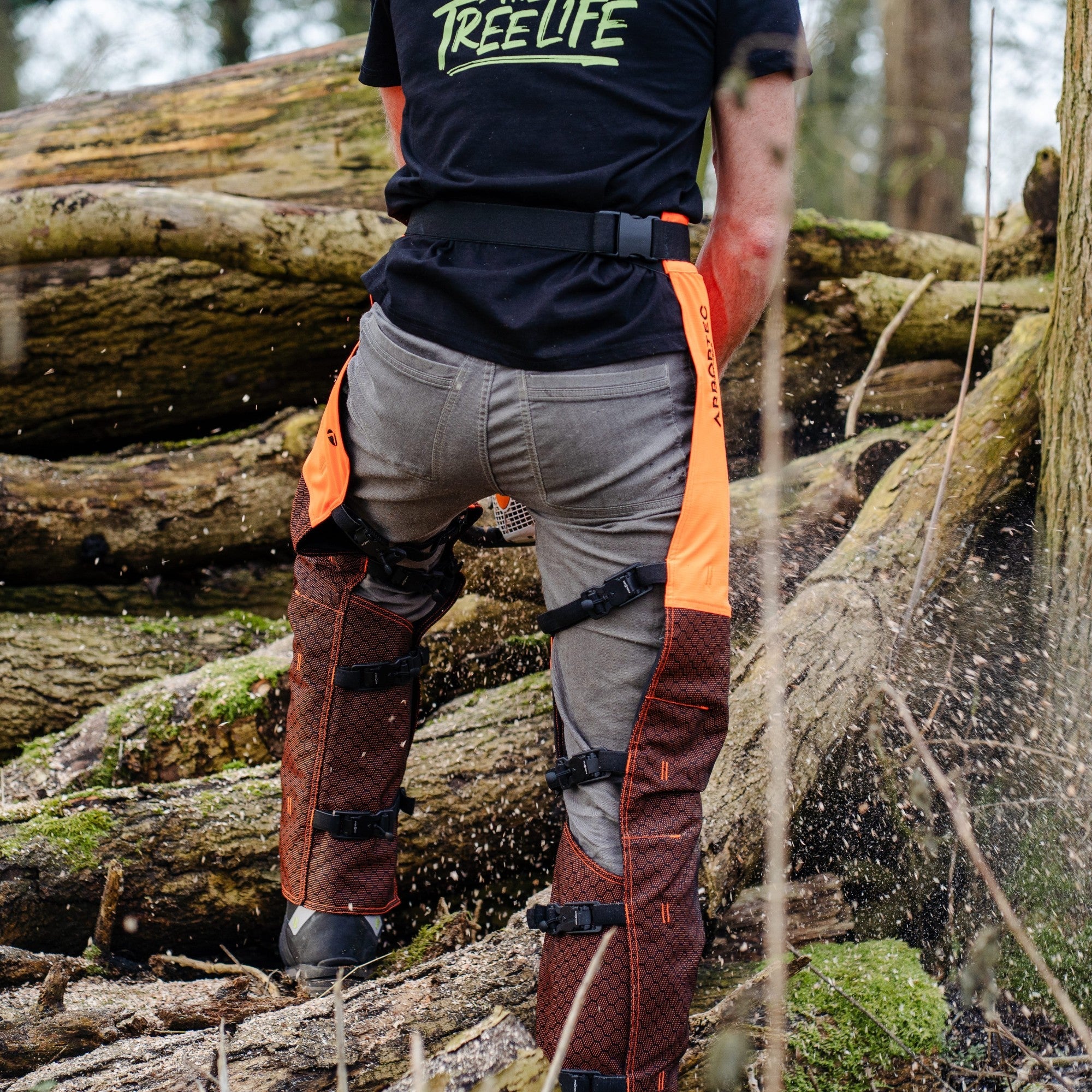 AT4008(US) Arbortec Chainsaw Chaps Calf Wrap - Orange - Image 12