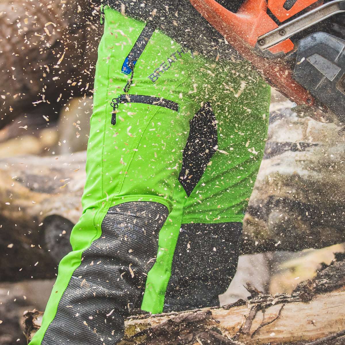 AT4060(US) Breatheflex Pro Chainsaw Pants UL Rated - Lime - Image 12