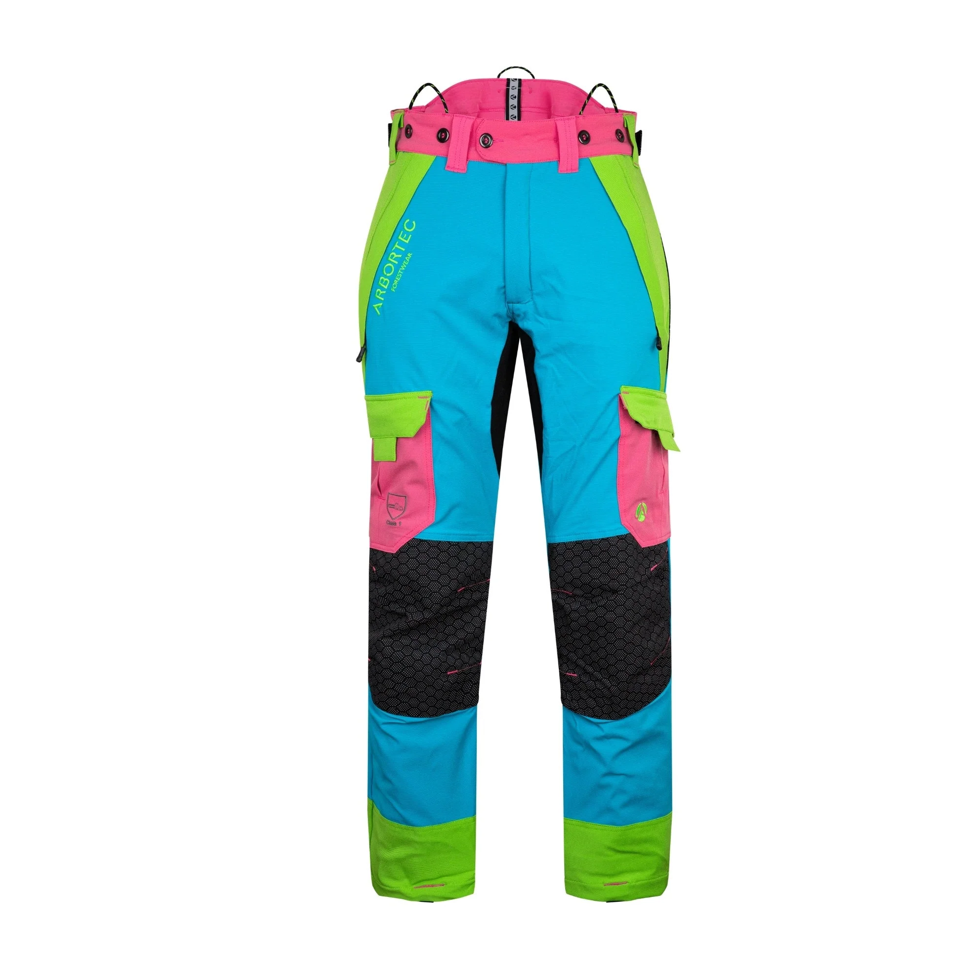 AT4062(EU) Arbortec Vented Chainsaw Trousers Design A Class 1 - Aqua Multi - Image 6