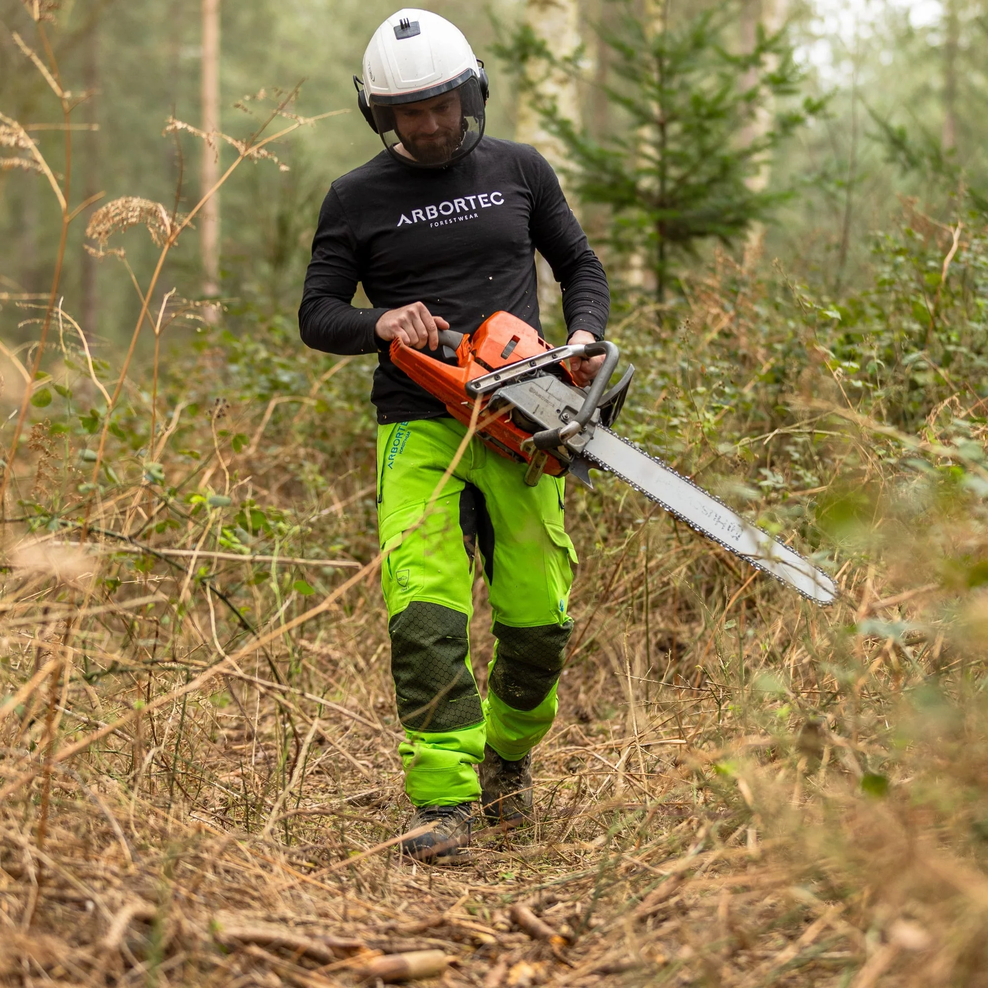 AT4062(EU) Arbortec Vented Chainsaw Trousers Design A Class 1 - Lime - Image 14