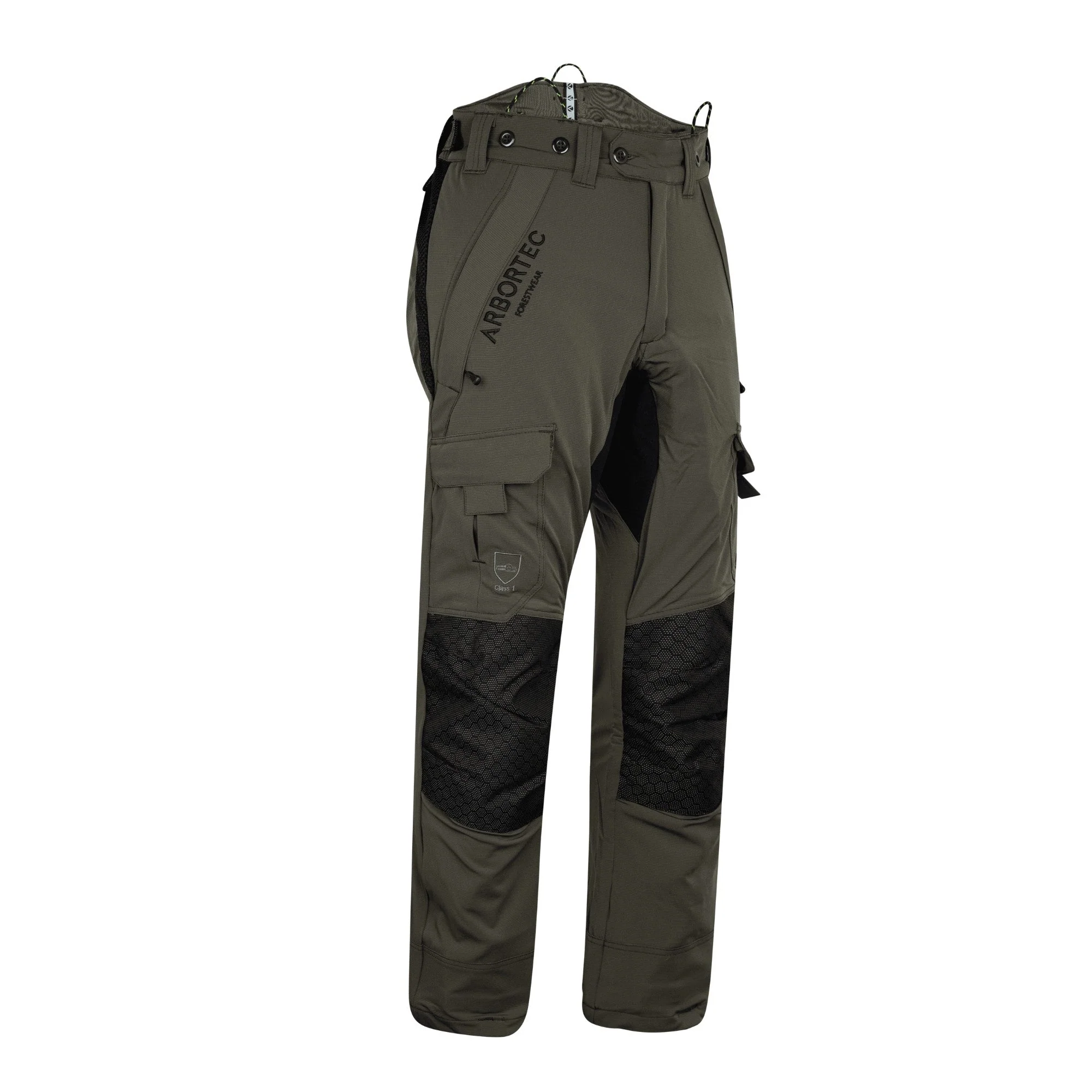 AT4062(EU) Arbortec Vented Chainsaw Trousers Design A Class 1 - Olive - Image 4