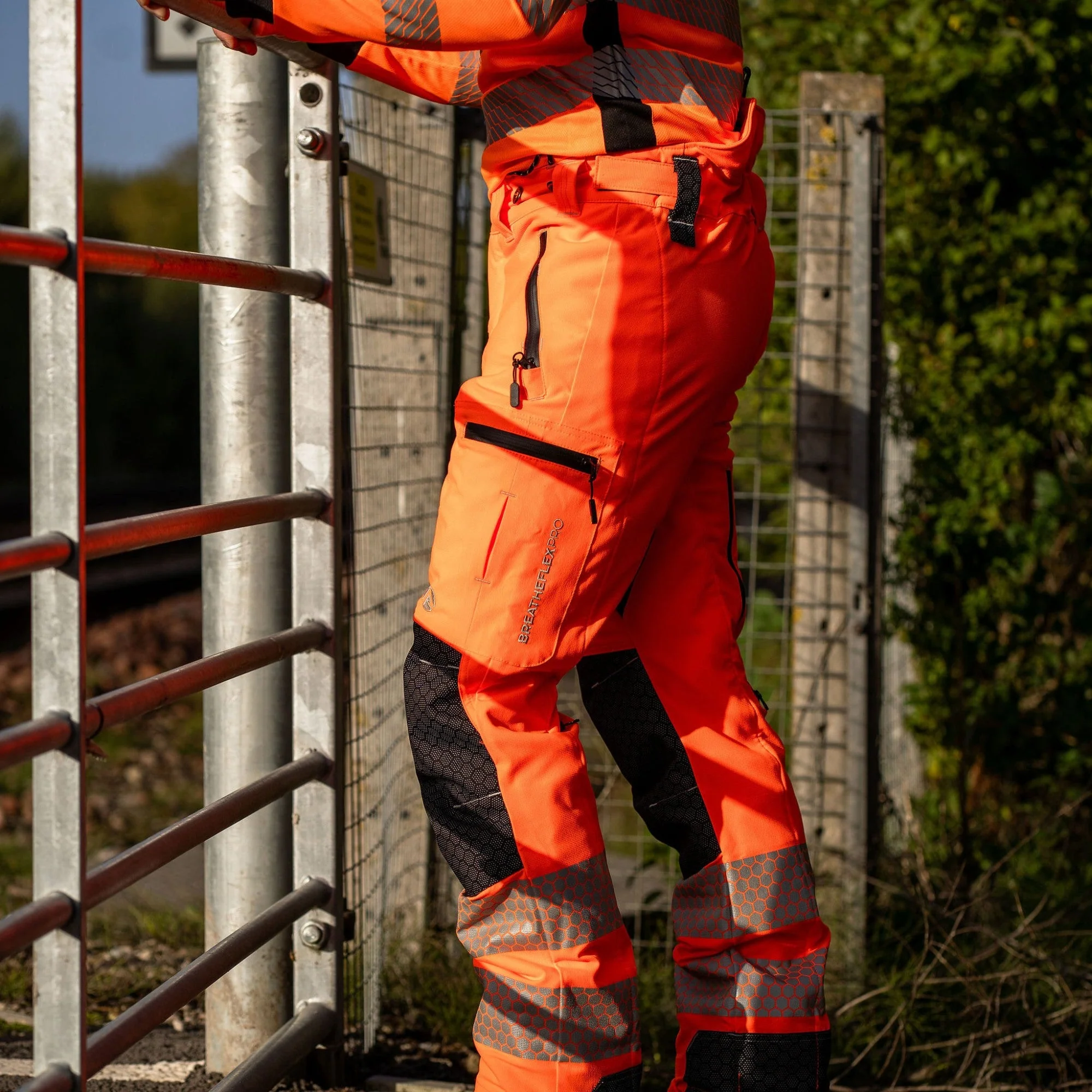 ATHV4065 Breatheflex Pro Rail Spec Trousers Design A Class 2 - Hi-Vis Orange - Image 5