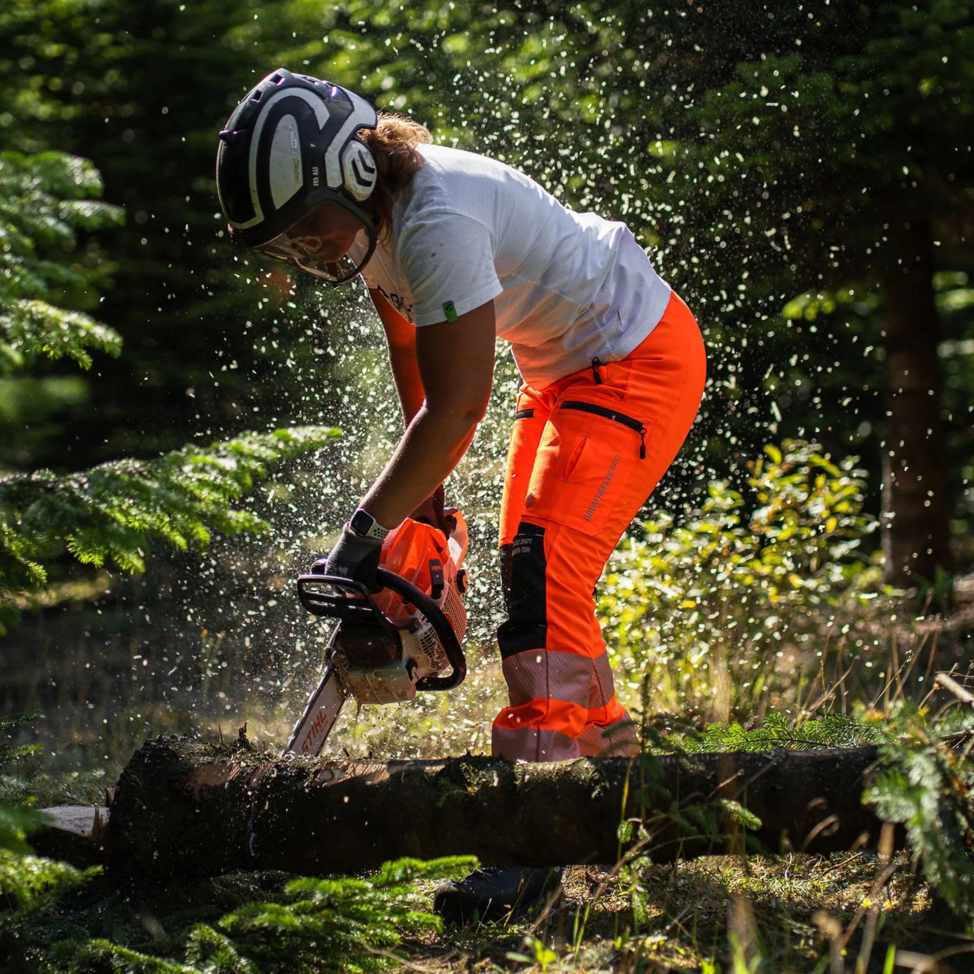 ATHV4060(F) Breatheflex Pro Women's Chainsaw Trousers Class 1 / Design A - Hi-Vis Orange - Image 10