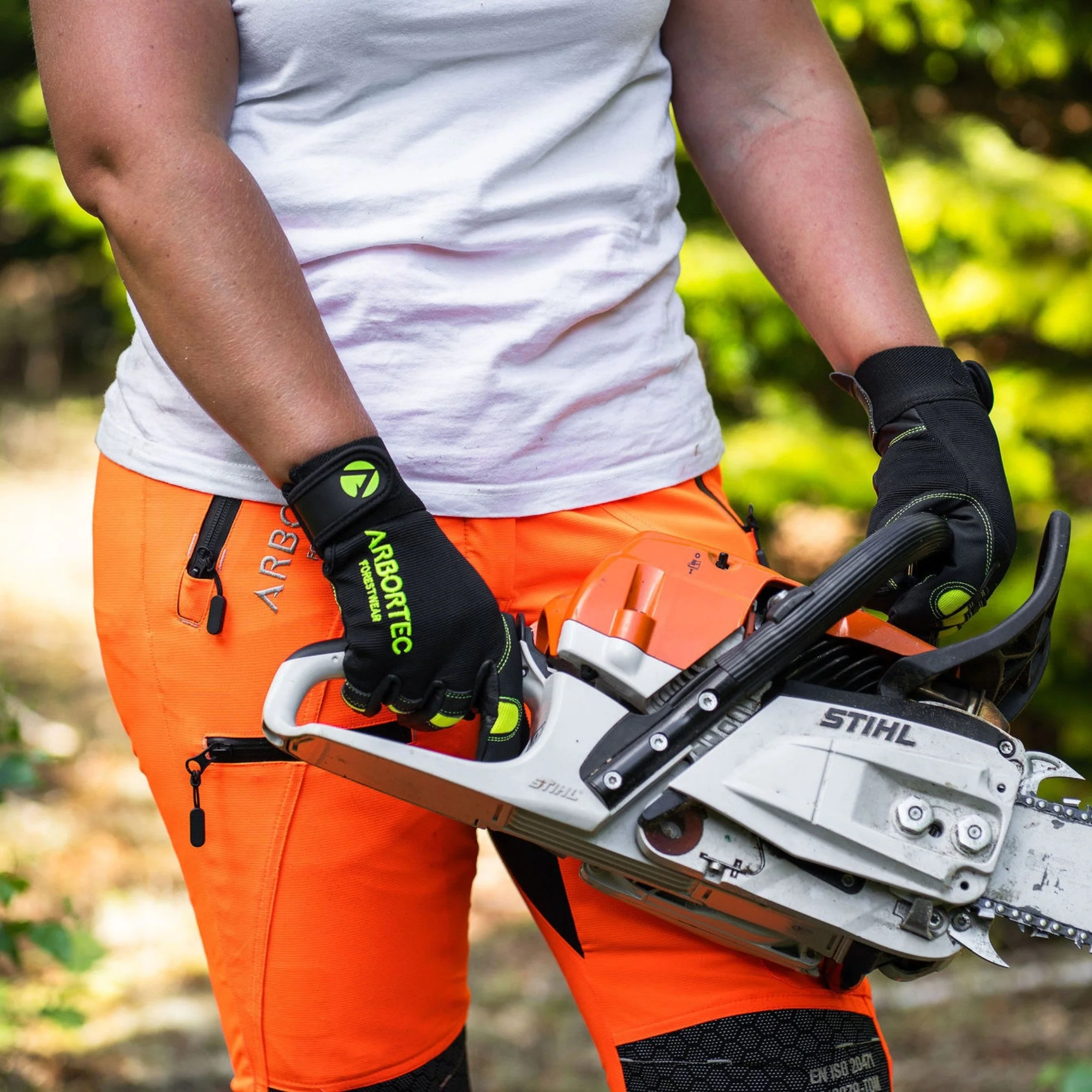 ATHV4060(F) Breatheflex Pro Women's Chainsaw Trousers Class 1 / Design A - Hi-Vis Orange - Image 12