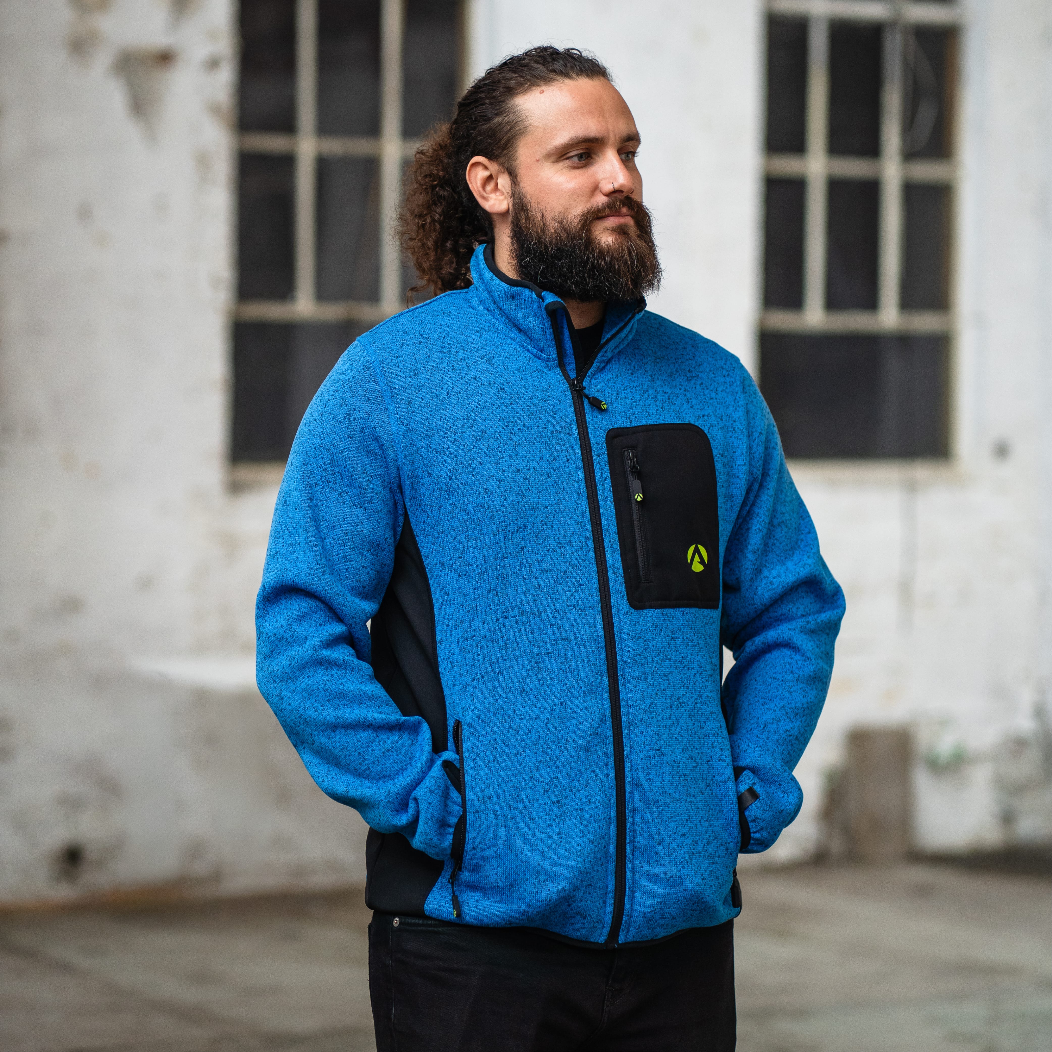 Kudu Plus Melange Zip Sweater Blue - Image 10