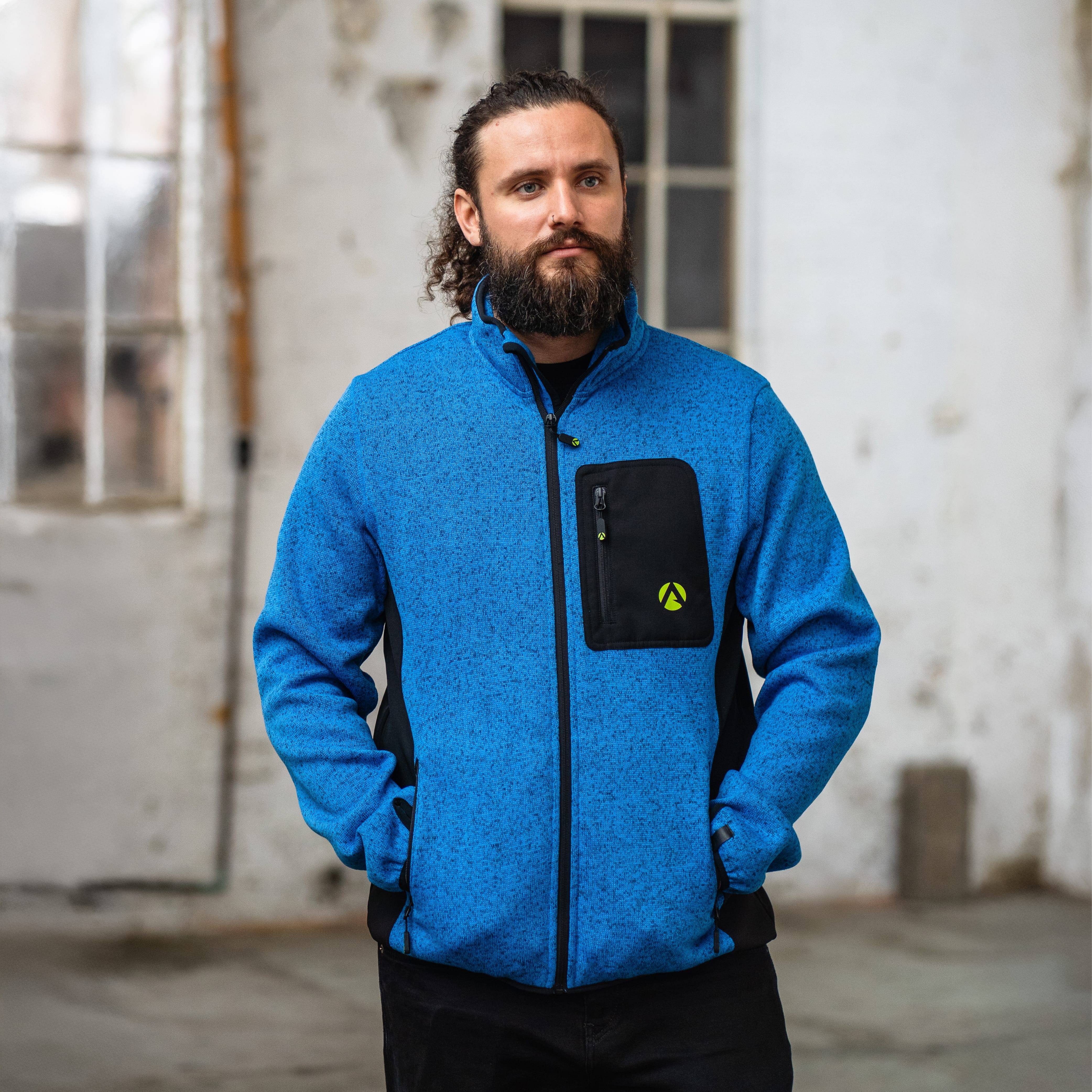 Kudu Plus Melange Zip Sweater Blue - Image 9