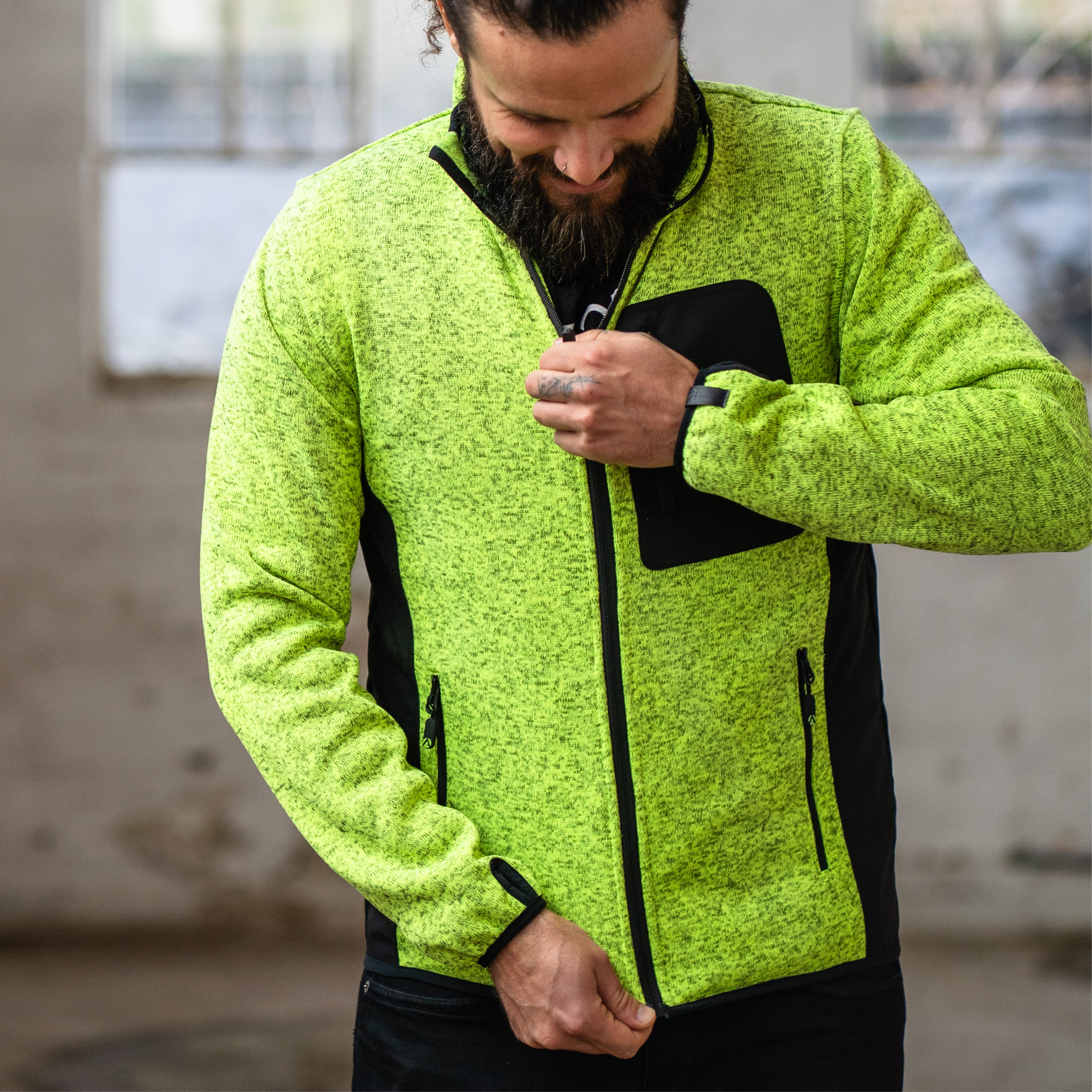 Kudu Plus Melange Zip Sweater Yellow - Image 10