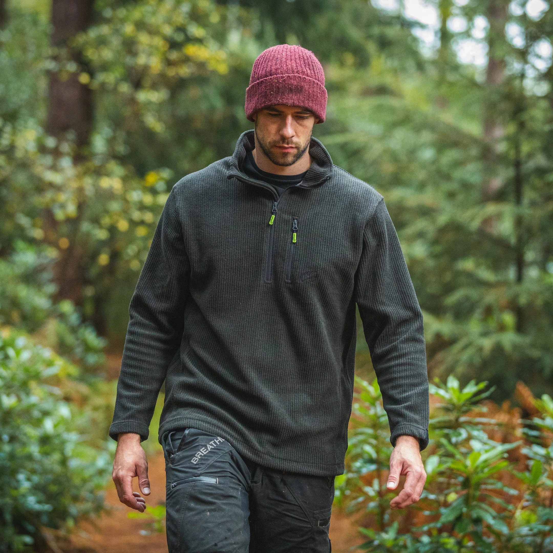 Wolf Half Zip Warm Sweater Olive - Image 8